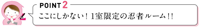 POINT2 ここにしかない!1室限定の忍者ルーム!!